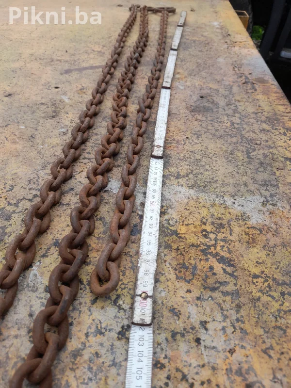 SET 3x MASIVNI Industrijski (LANCI 5 metara) - 10mm Debljina Kari