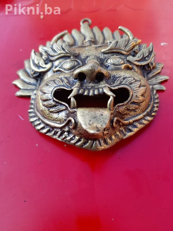 MESINGANA MASKA Mahakala/Etno - 12 cm Unikatni privjesak dekor