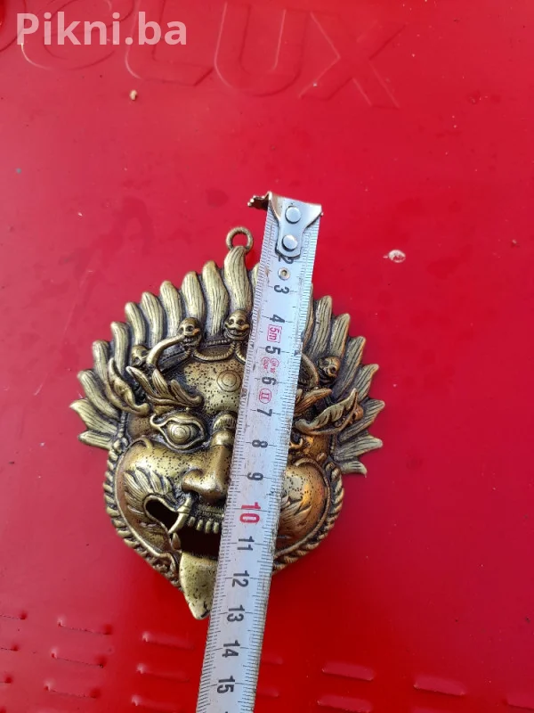 MESINGANA MASKA Mahakala/Etno - 12 cm Unikatni privjesak dekor