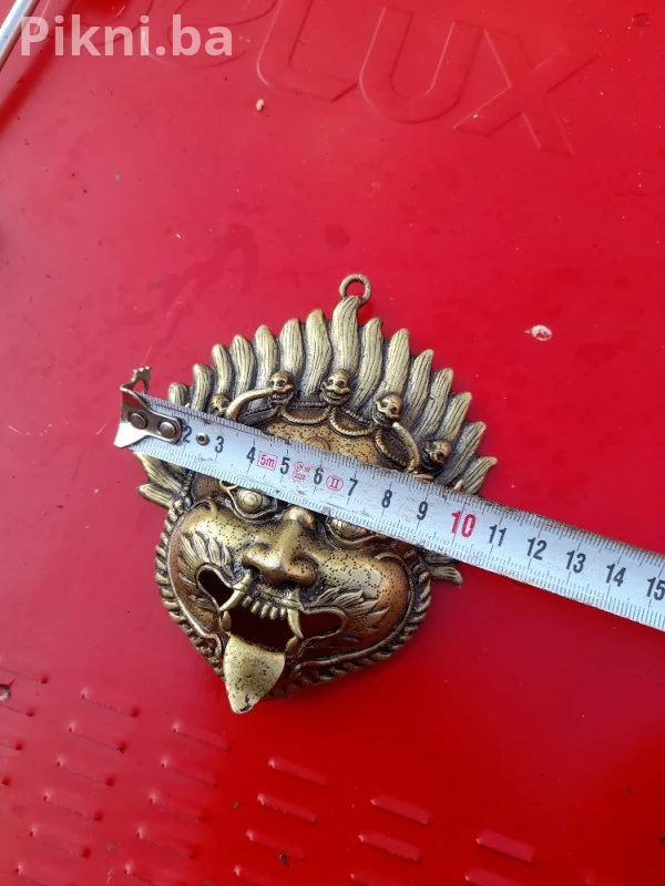 MESINGANA MASKA Mahakala/Etno - 12 cm Unikatni privjesak dekor