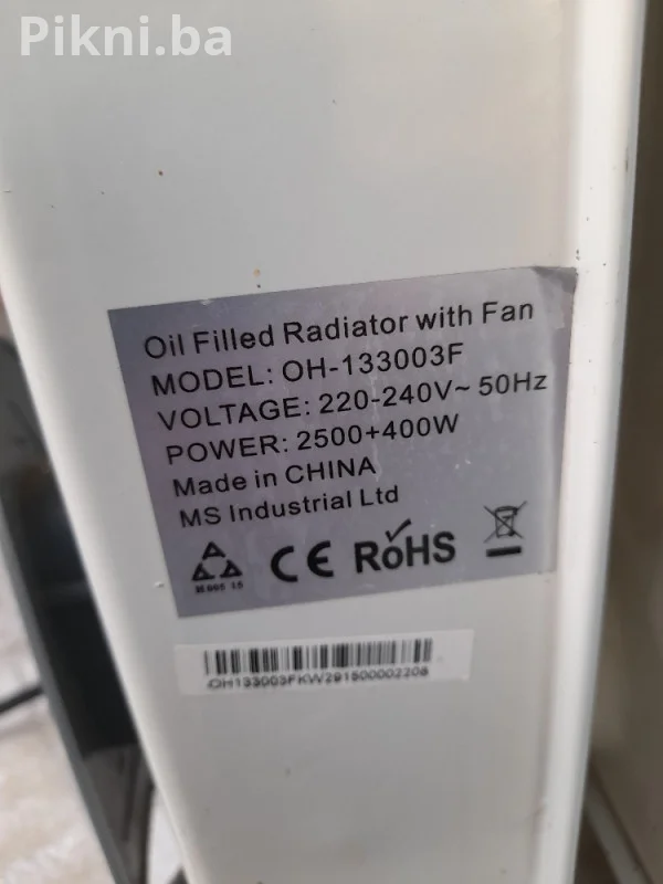 Uljani radiator grijalica Vivax 2500+400W ventilatorom - odličan