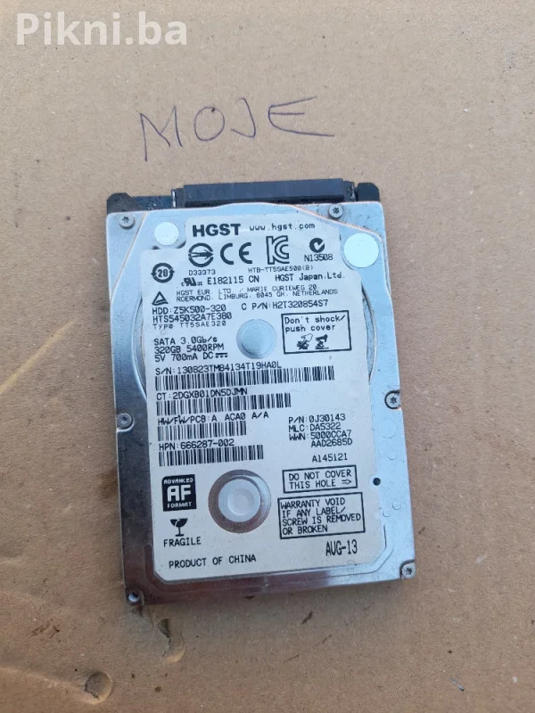 OGLAS ZA PRODAJU: HGST HDD 320GB ZA LAPTOP (SATA)