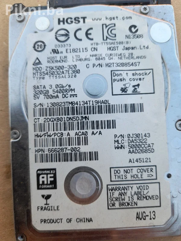 OGLAS ZA PRODAJU: HGST HDD 320GB ZA LAPTOP (SATA)