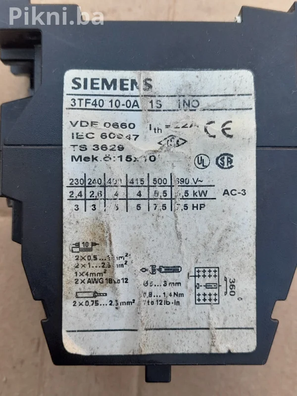 SIEMENS Sklopka / Kontaktor 22A 220V (5.5kW) - Njemački kvalitet