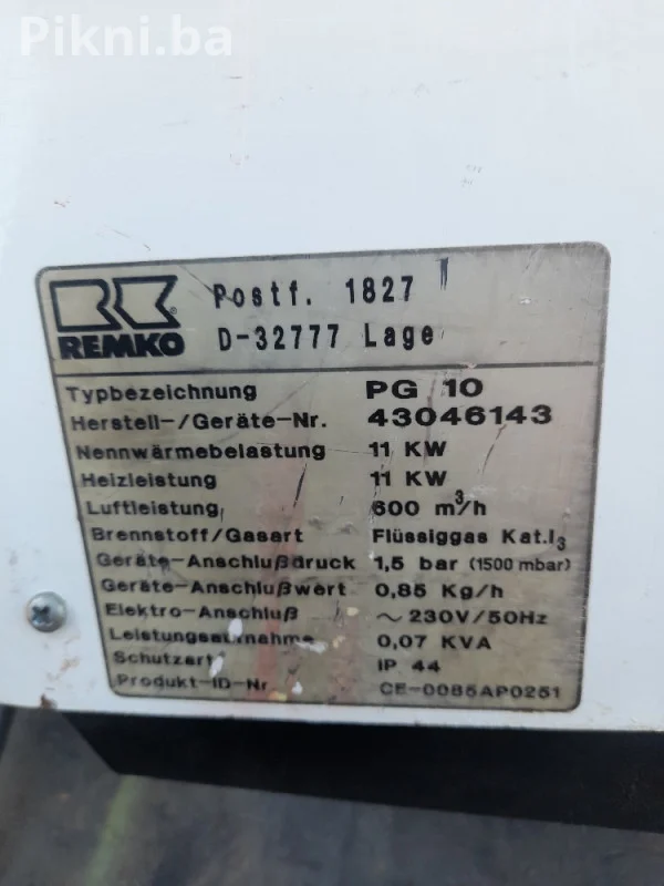 Profesional REMKO PG 10 Gasni Top / Grejač 11kW / plin grijalica