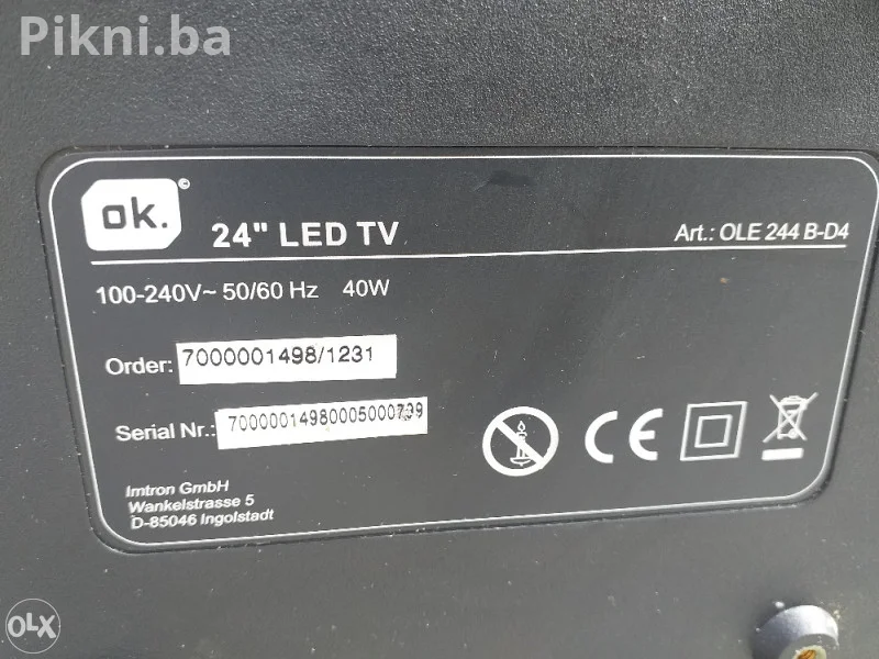 OK 24 61 cm LED TV ISPRAVAN Odličan za kuhinju vikendicu