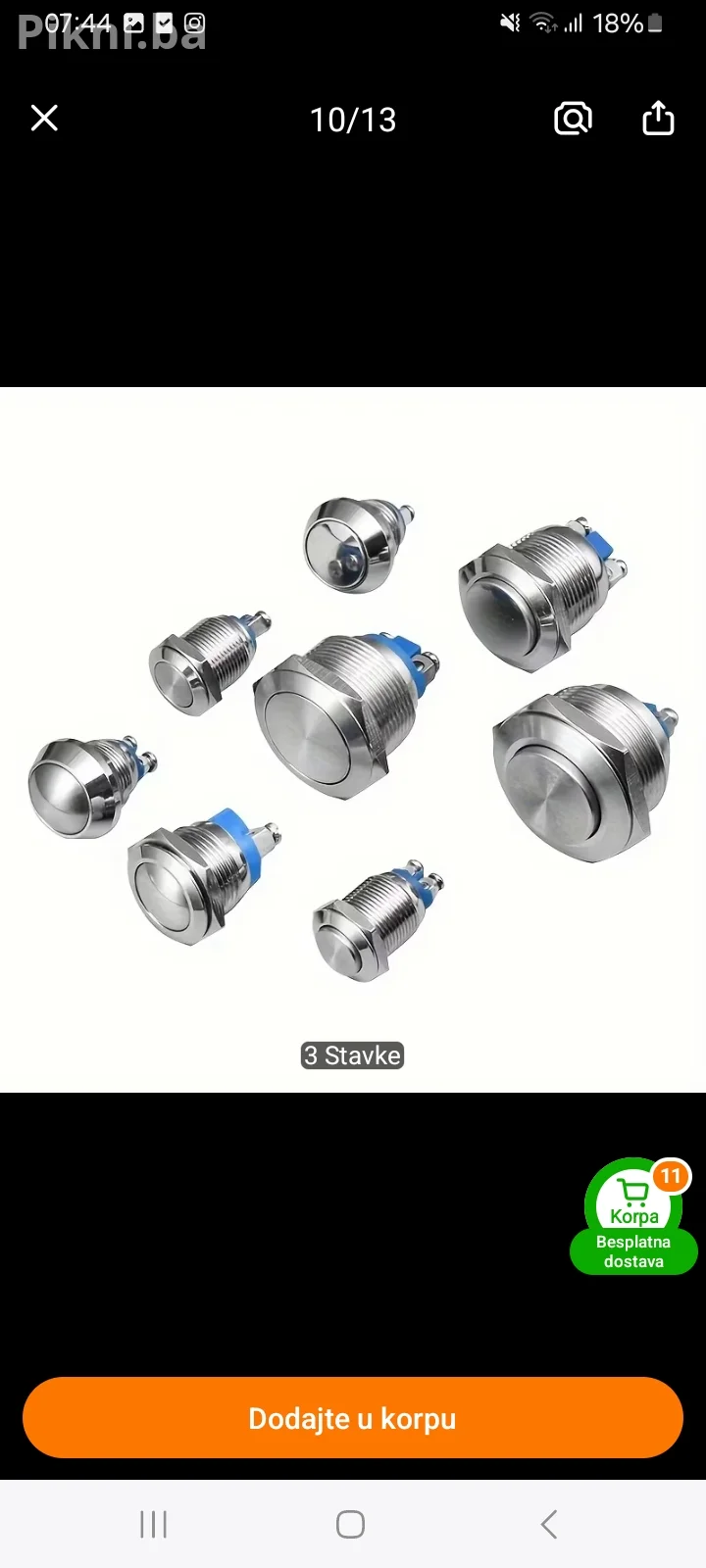🔘 Metalni Taster Prekidač 16mm (High Head) sklopka