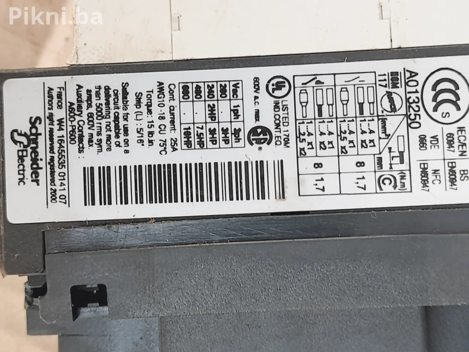 ⚡ Schneider Electric Kontaktor sklopka prekidač LC1D12 (25A, 230V) ⚡