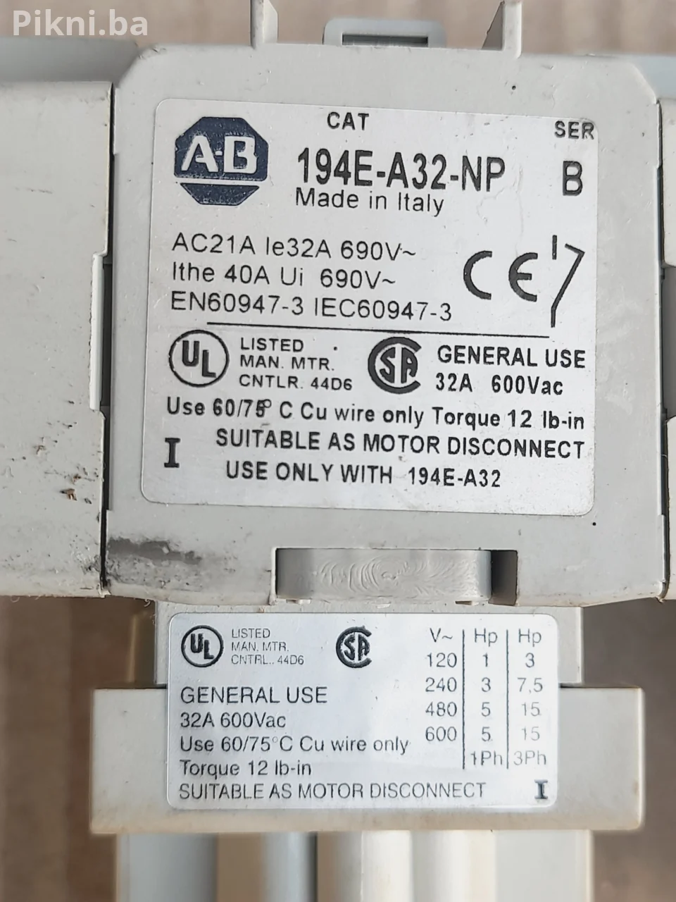 ⚡ Allen-Bradley 194E Industrijska Sklopka Kontaktor prekidač(3-polne) ⚡