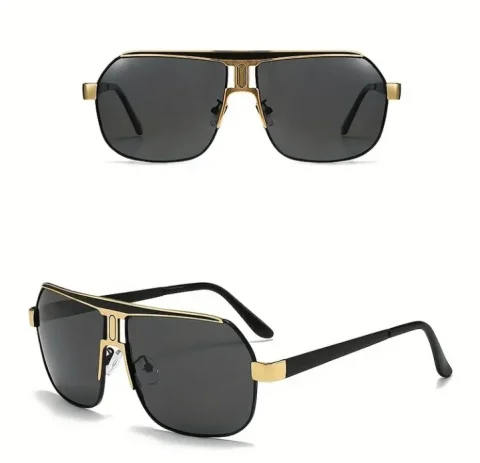 ✨ LUKSUZNI RETRO NAOČALE! Crno-Zlatni Metalni Okvir - VINTAGE Kvadratni Dizajn 9