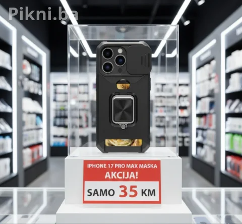 iPhone 17 Pro Max LUX Armor Maska / Crna / 360 Stand