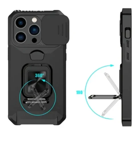 iPhone 17 Pro Max LUX Armor Maska / Crna / 360 Stand 5