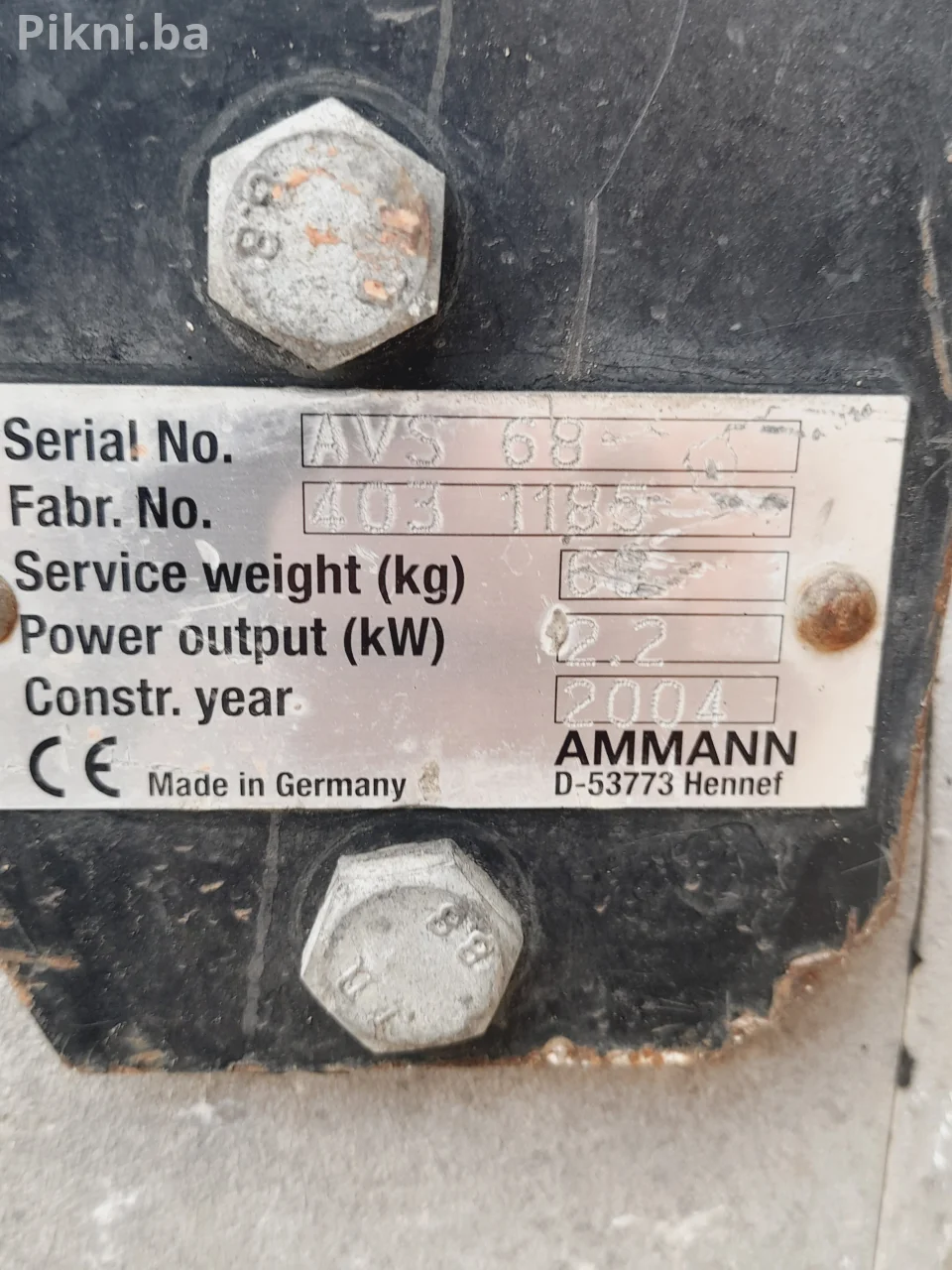 Vibracioni nabijač Ammann AVS 68 (2004) - Odličan motor Žaba skakavac vibro ploča