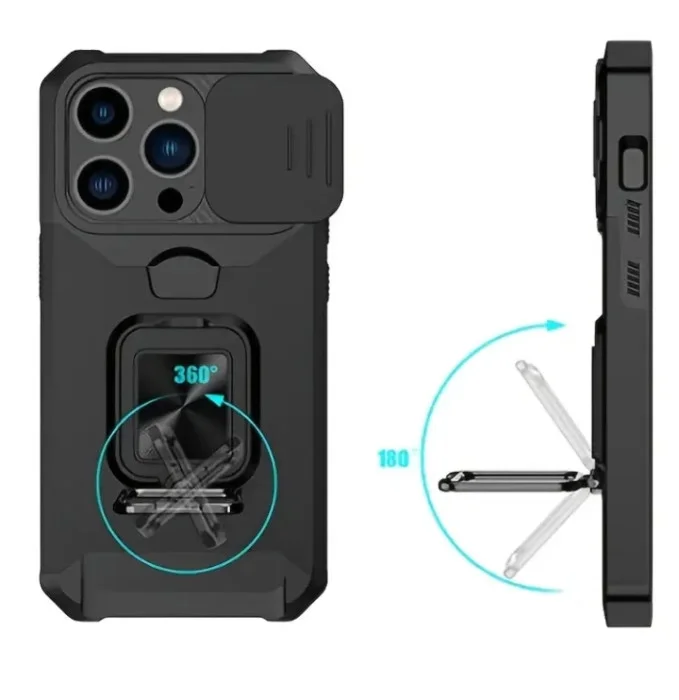 iPhone 17 Pro Max LUX Armor Maska / Crna / 360 Stand