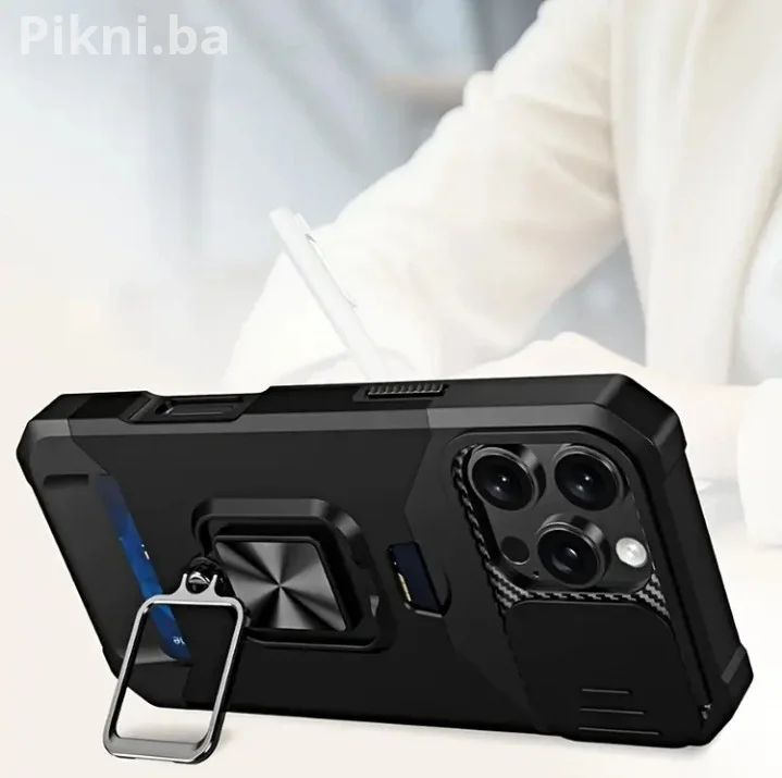 iPhone 17 Pro Max LUX Armor Maska / Crna / 360 Stand