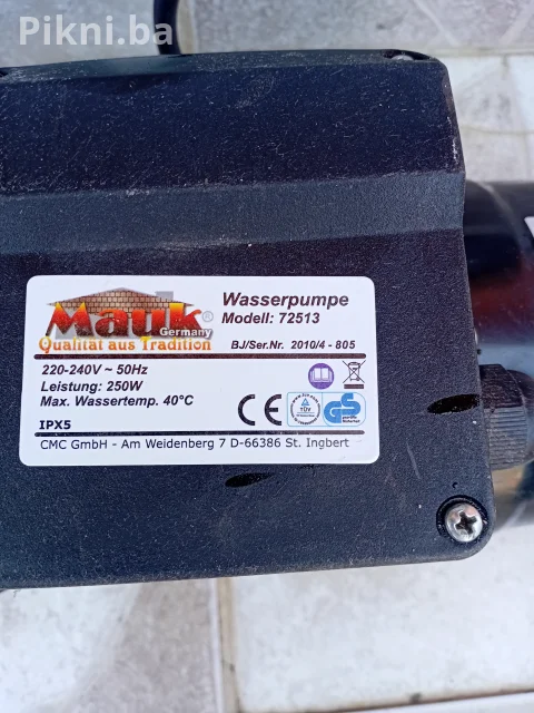 Mauk Wasserpumpe 72513 - Pumpa za Vodu / Bazen 250W 3