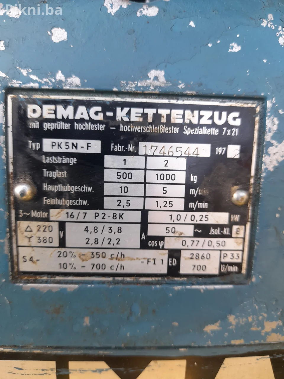 ⚙️ DEMAG ELEKTRIČNA LANČANA DIZALICA – 1000 KG lančara vrbac kran