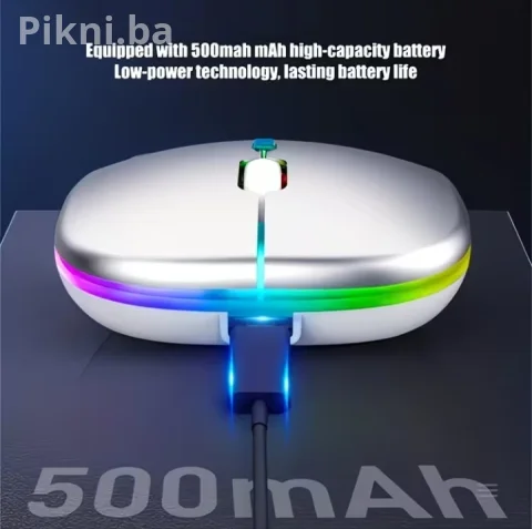 Bežični RGB miš 2.4G + Bluetooth 5.2 - Punjivi ultra-tanki tihi miš