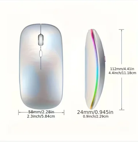 Bežični RGB miš 2.4G + Bluetooth 5.2 - Punjivi ultra-tanki tihi miš 4