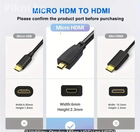 Micro HDMI na HDMI Kabal Adapter 4K Ultra HD (NOVO) 5