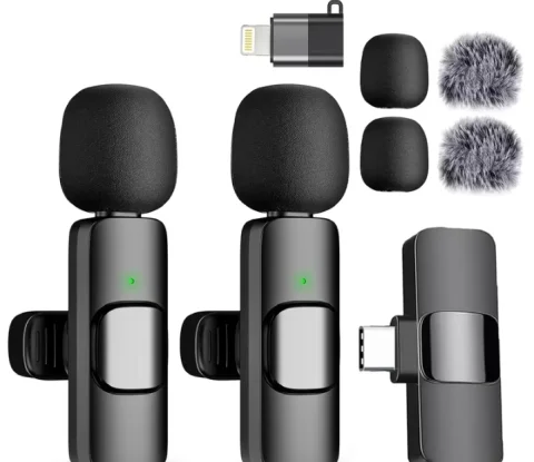 Bežični Lavalier Mikrofon DUPLI (2 u 1) za iPhone i Android – Novo