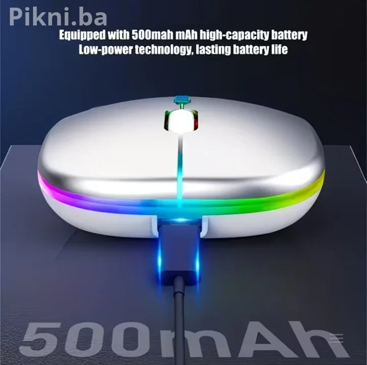 Bežični RGB miš 2.4G + Bluetooth 5.2 - Punjivi ultra-tanki tihi miš