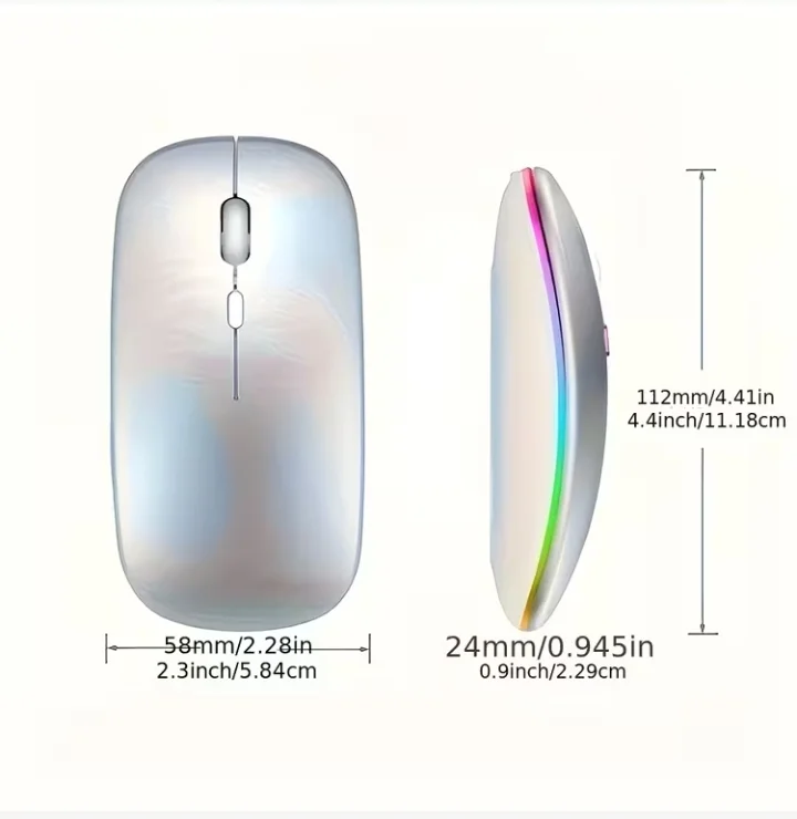 Bežični RGB miš 2.4G + Bluetooth 5.2 - Punjivi ultra-tanki tihi miš