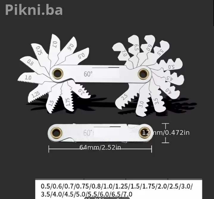 Metrički šablon / Češalj za navoje 60° (0.5 - 7.0 mm) - Mjerač koraka navoja