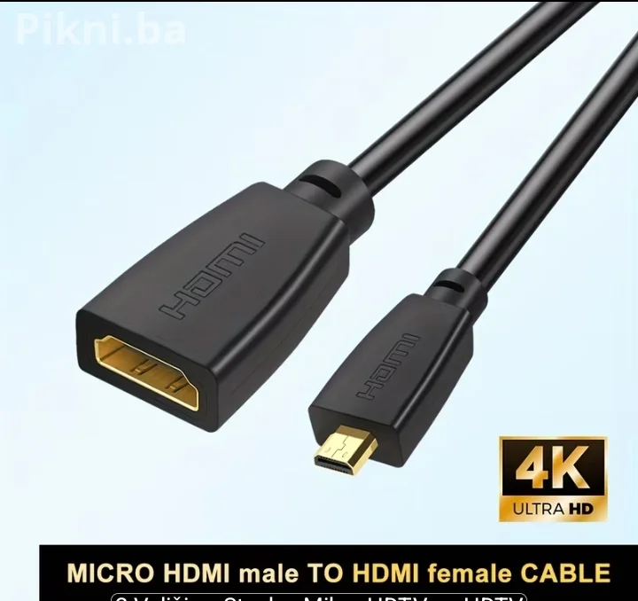 Micro HDMI na HDMI Kabal Adapter 4K Ultra HD (NOVO)